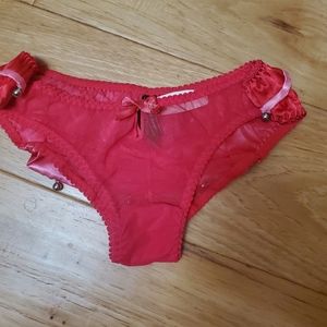 New with tag Victoria's secrets red ruffle Back penties With Jingle bells 🔔